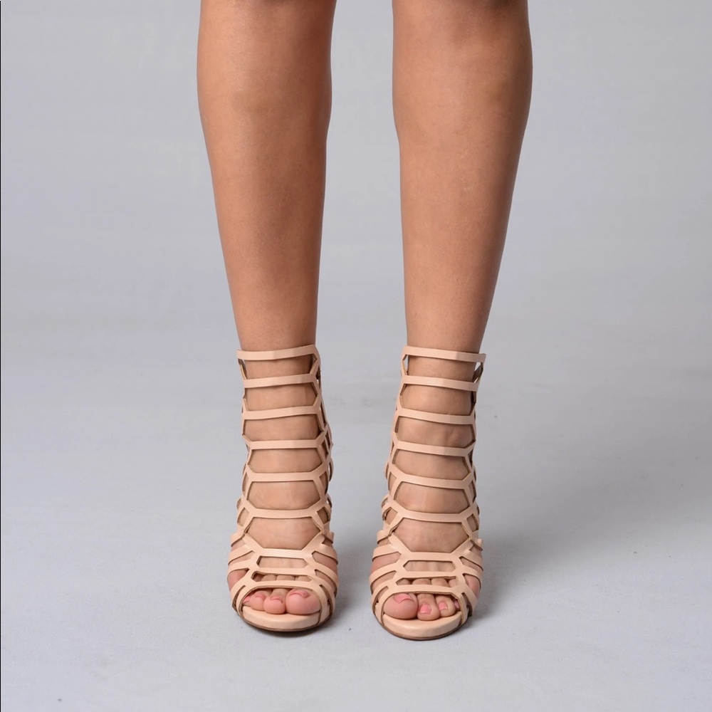 Fashion Nova Nude Caged Heels